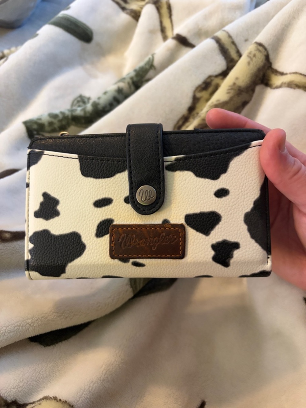 Wrangler Black and White Cow-Print Wallet